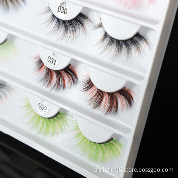 Aisi Hair OEM & ODM Colorful 100% Real Mink False Eyelashes Private Label Strips Colour Fake Mink Lashes